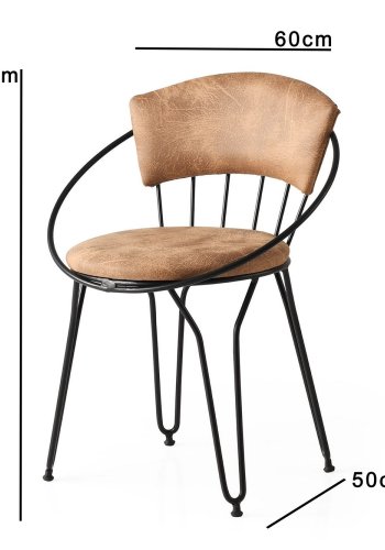 NORDVÄRK Istanbul spisestuestol med armlener - beige flyel og svart metall (sett med 2)