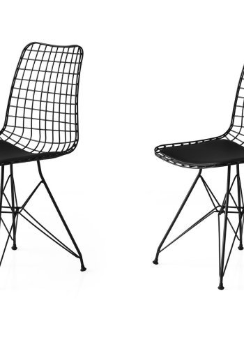 NORDVÄRK Tivoli spisestuestol - svart skinn og svart metall (sett med 2)