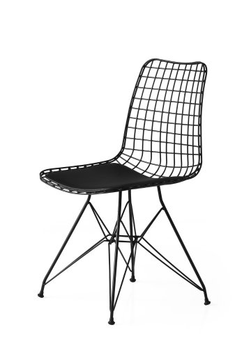 NORDVÄRK Tivoli spisestuestol - svart skinn og svart metall (sett med 2)