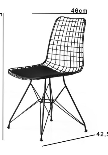 NORDVÄRK Tivoli spisestuestol - svart skinn og svart metall (sett med 2)