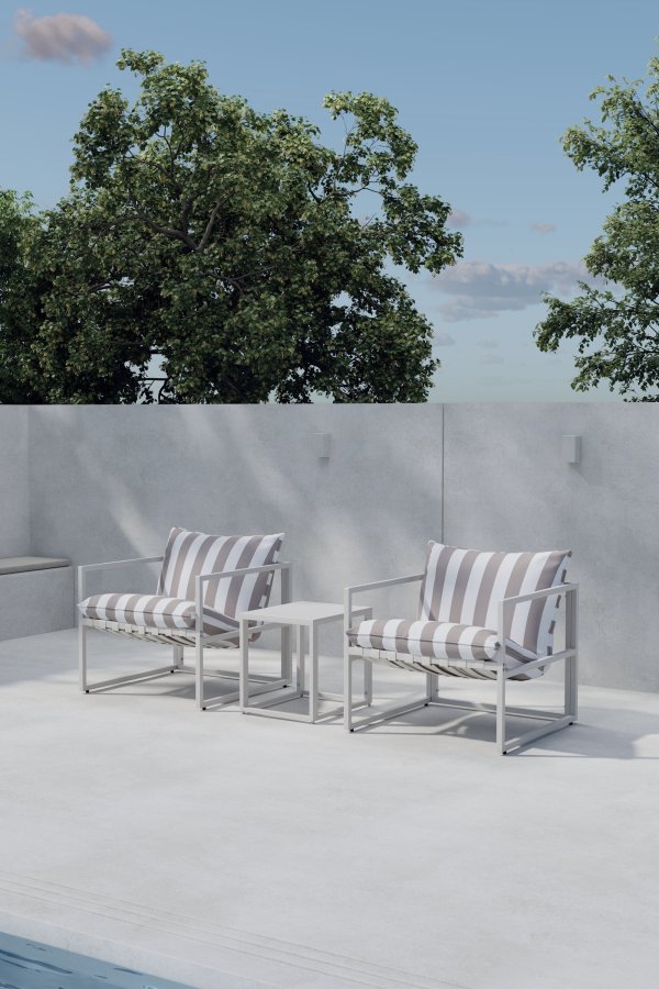 VENTURE HOME Messina Loungesett - Beige / Stripete Hvit Beige