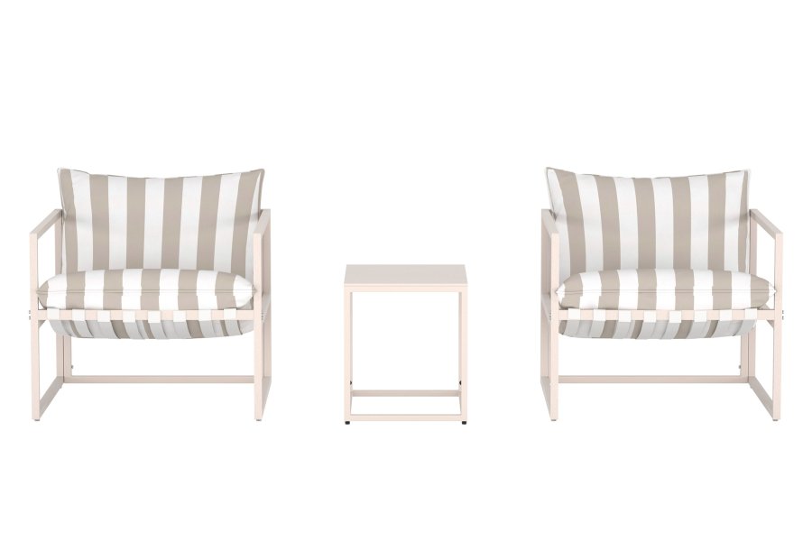 VENTURE HOME Messina Loungesett - Beige / Stripete Hvit Beige