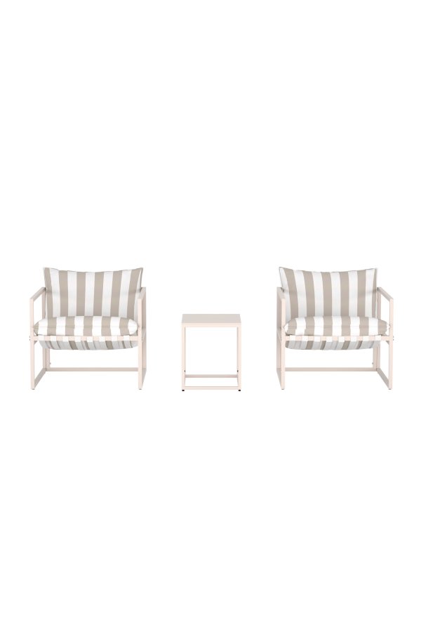 VENTURE HOME Messina Loungesett - Beige / Stripete Hvit Beige