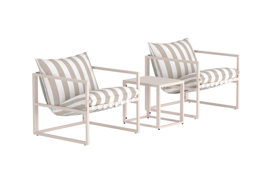 VENTURE HOME Messina Loungesett - Beige / Stripete Hvit Beige