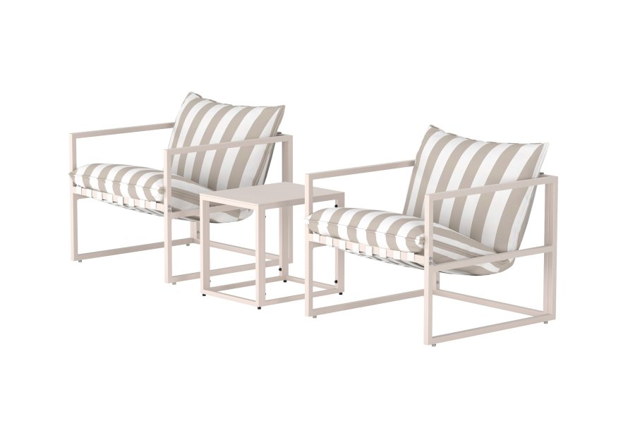 VENTURE HOME Messina Loungesett - Beige / Stripete Hvit Beige