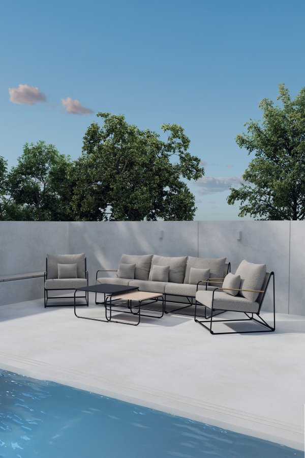 VENTURE HOME Palazzo sofasett - Svart / Beige Boucl&eacute;-stoff