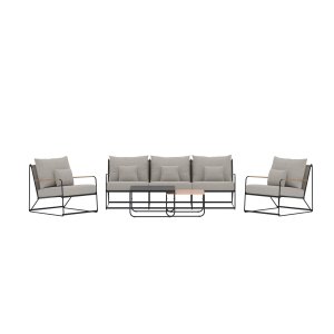 VENTURE HOME Palazzo sofasett - Svart / Beige Boucl�-stoff