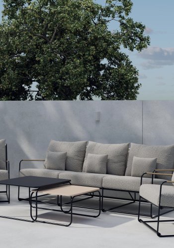 VENTURE HOME Palazzo sofasett - Svart / Beige Boucl&eacute;-stoff