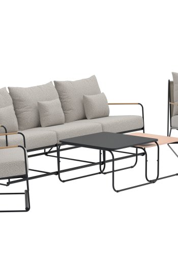 VENTURE HOME Palazzo sofasett - Svart / Beige Boucl&eacute;-stoff