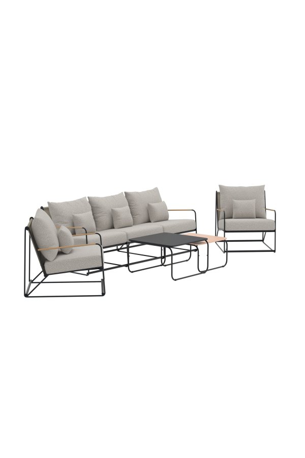 VENTURE HOME Palazzo sofasett - Svart / Beige Boucl&eacute;-stoff