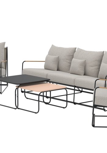 VENTURE HOME Palazzo sofasett - Svart / Beige Boucl&eacute;-stoff