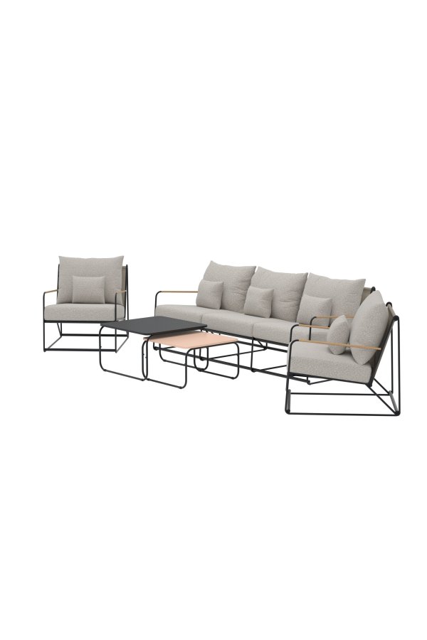 VENTURE HOME Palazzo sofasett - Svart / Beige Boucl&eacute;-stoff