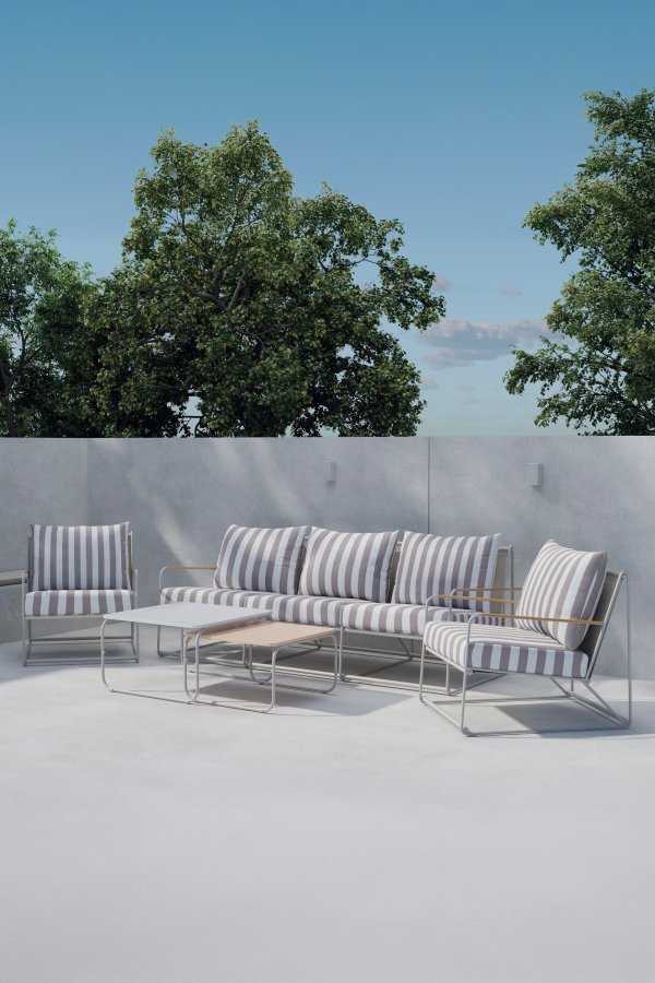 VENTURE HOME Palazzo soffgrupp - Beige vit randig