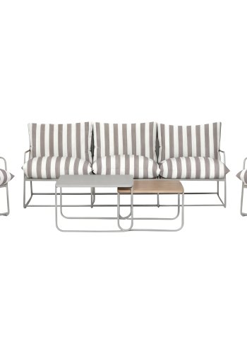 VENTURE HOME Palazzo havesofas�t, m. 1 bord, 1 sofa, 2 stole og beige/hvid stribet hynder - beige st�l