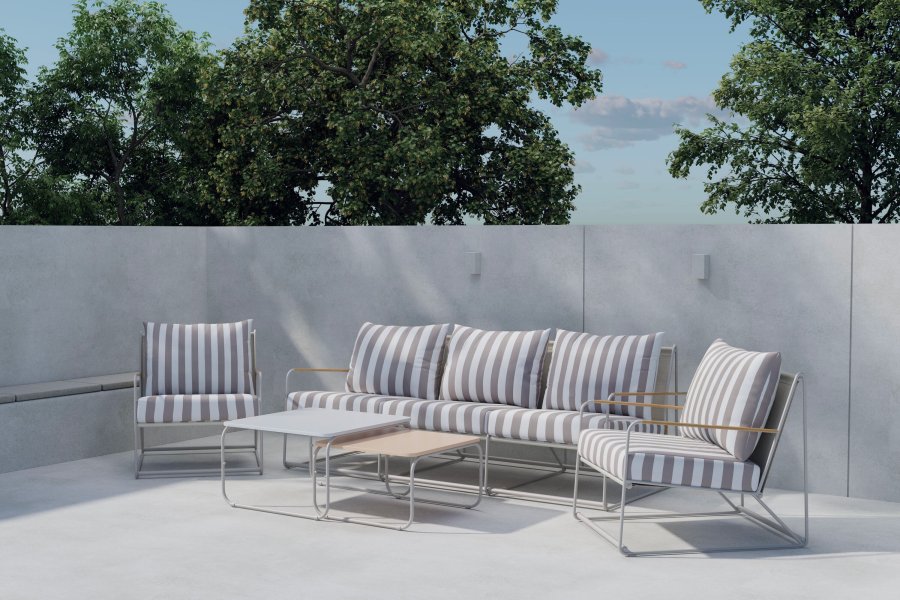 VENTURE HOME Palazzo soffgrupp - Beige vit randig