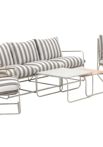 VENTURE HOME Palazzo havesofas�t, m. 1 bord, 1 sofa, 2 stole og beige/hvid stribet hynder - beige st�l