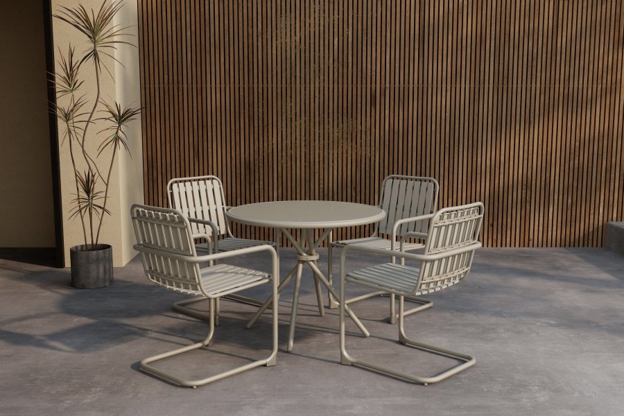 VENTURE HOME Chios Rund Spisegruppe - Beige / Beige