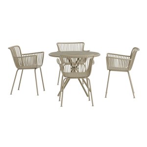 VENTURE HOME Sifnos Rund Spisesett 5 deler - Beige / Beige