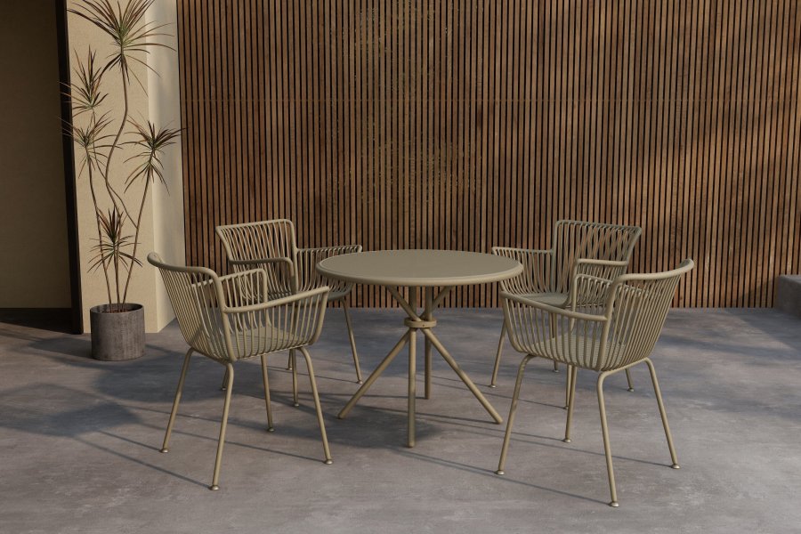 VENTURE HOME Sifnos Rund Matgrupp 5 delar - Beige / Beige