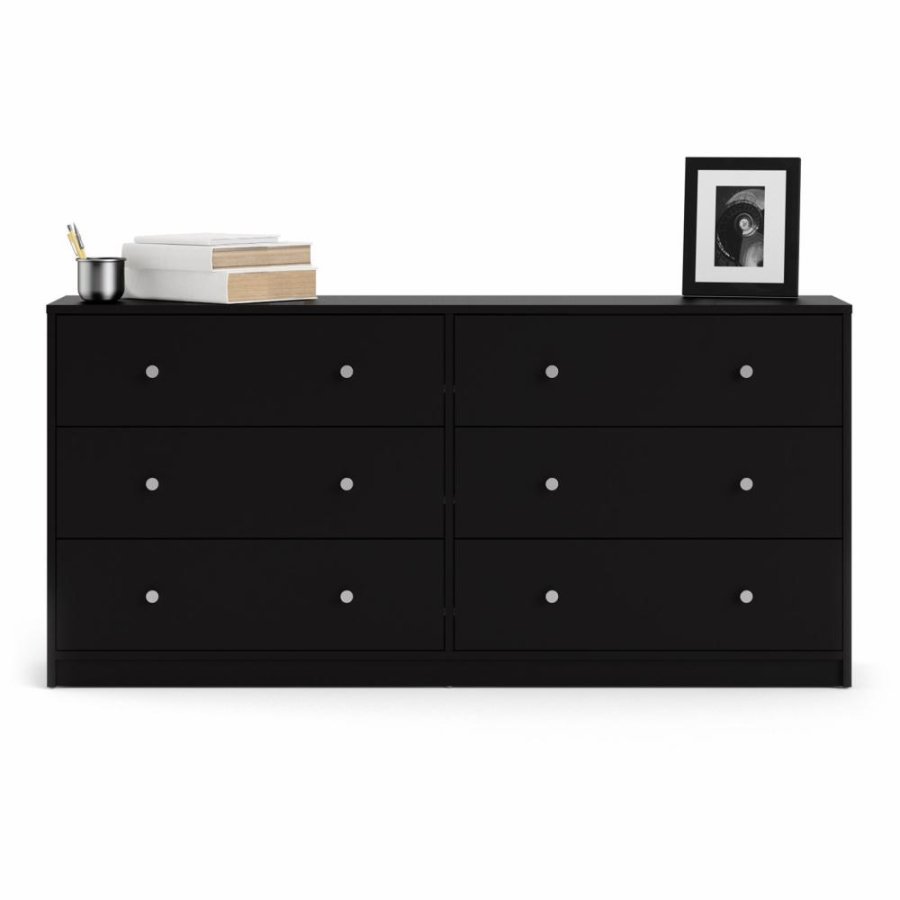 TVILUM May Doppelkommode mit 6 Schubladen - schwarze Folie und Kunststoff