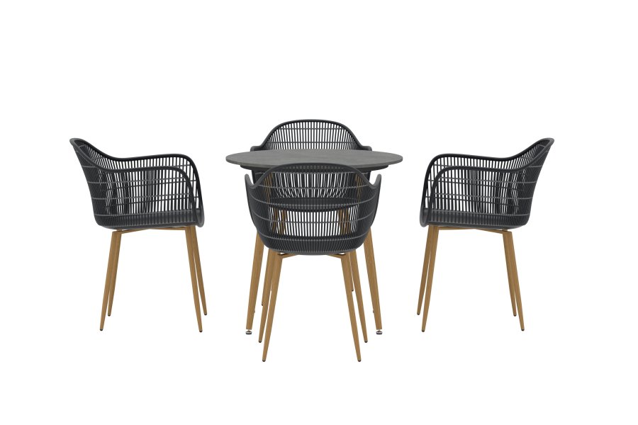VENTURE HOME Anafi Rund Spisegruppe �80 - Tre / Svart