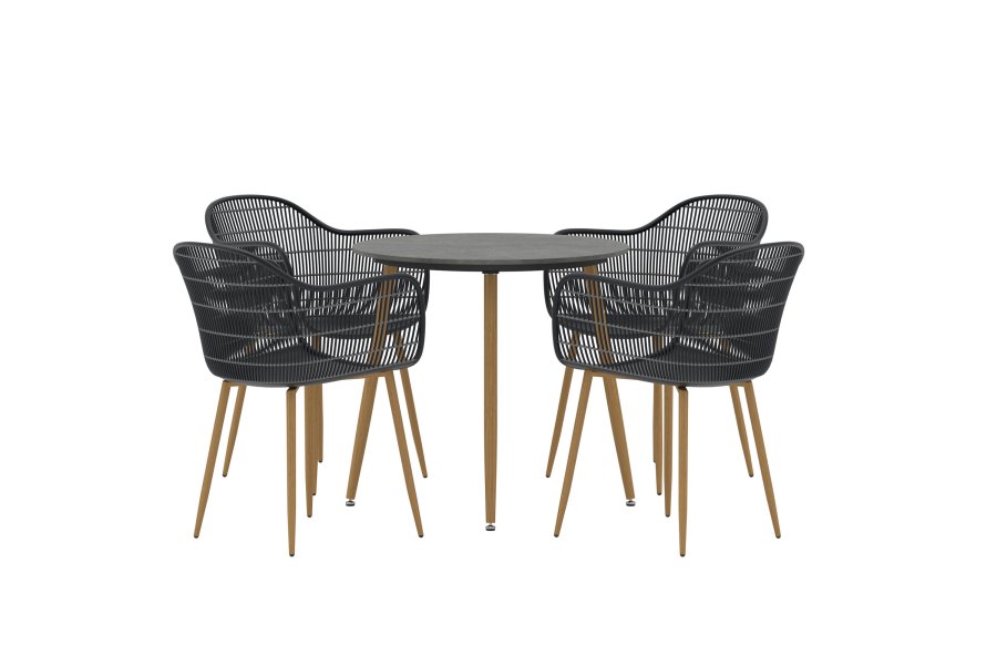 VENTURE HOME Anafi Rund Spisegruppe �80 - Tre / Svart