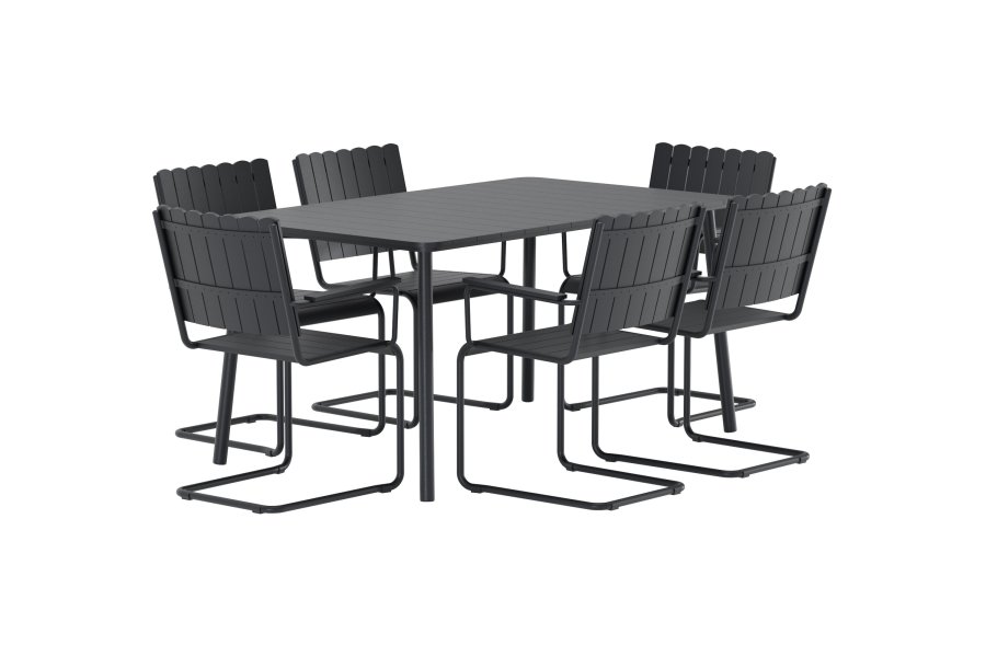 VENTURE HOME Holmsund Rektangul�rt spisesett - Svart / Svart