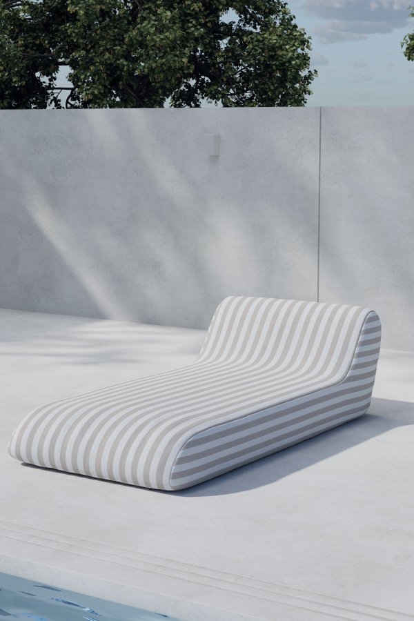 VENTURE HOME Redang oppbl�sbar solseng 168,5x85x51x22 cm - hvit / beige stripete