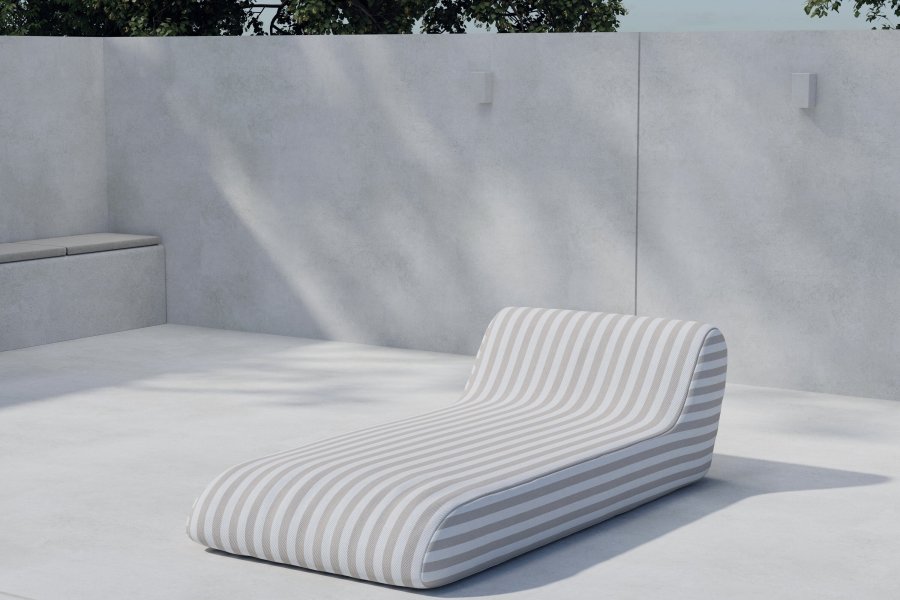 VENTURE HOME Redang oppbl�sbar solseng 168,5x85x51x22 cm - hvit / beige stripete