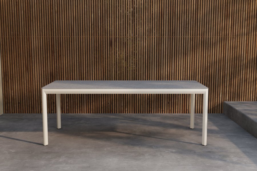 VENTURE HOME Lino spisebord 220x100x74 cm - Beige aluminium / Keramisk glass