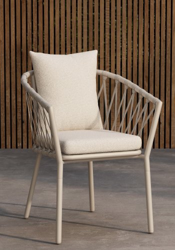 VENTURE HOME Linos spisestoler 2-pakning - Beige st�l / Hvit boucl�