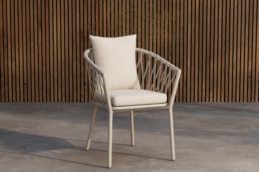 VENTURE HOME Linos spisestoler 2-pakning - Beige st�l / Hvit boucl�