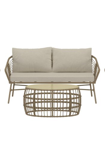 VENTURE HOME Lipari sofasett - brun rotting / beige pute