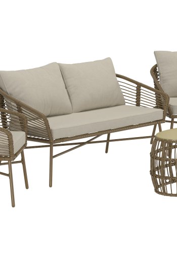 VENTURE HOME Lipari sofasett - brun rotting / beige pute