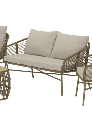 VENTURE HOME Lipari sofasett - brun rotting / beige pute