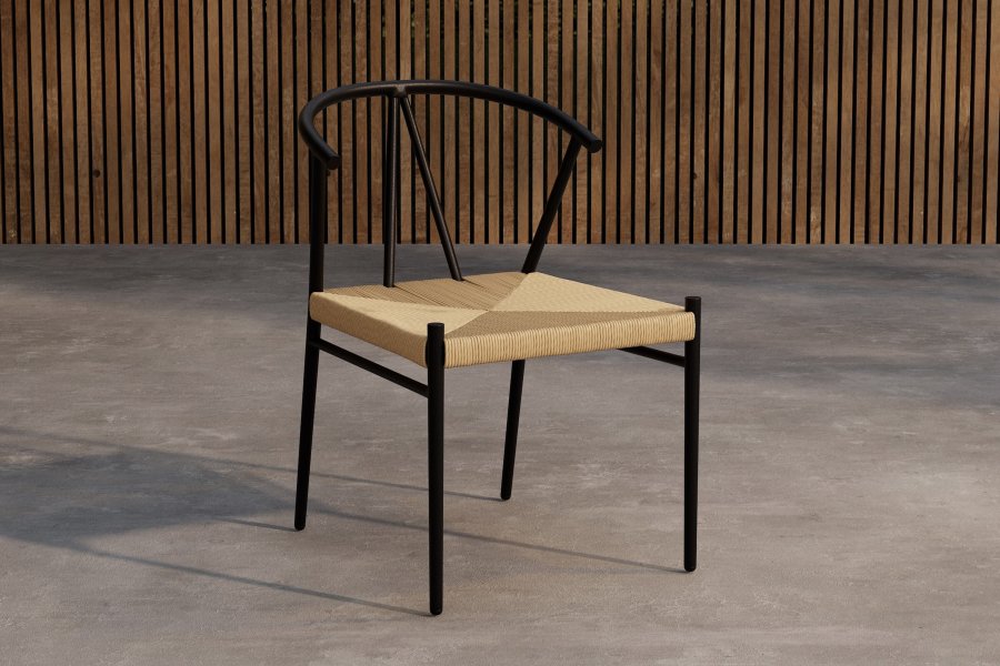 VENTURE HOME Alfons spisestuestol - Sort pulverlakkert / Naturlig rotting