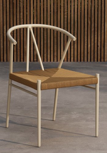 VENTURE HOME Alfons spisestuestol - Beige pulverlakkert / Naturlig rotting