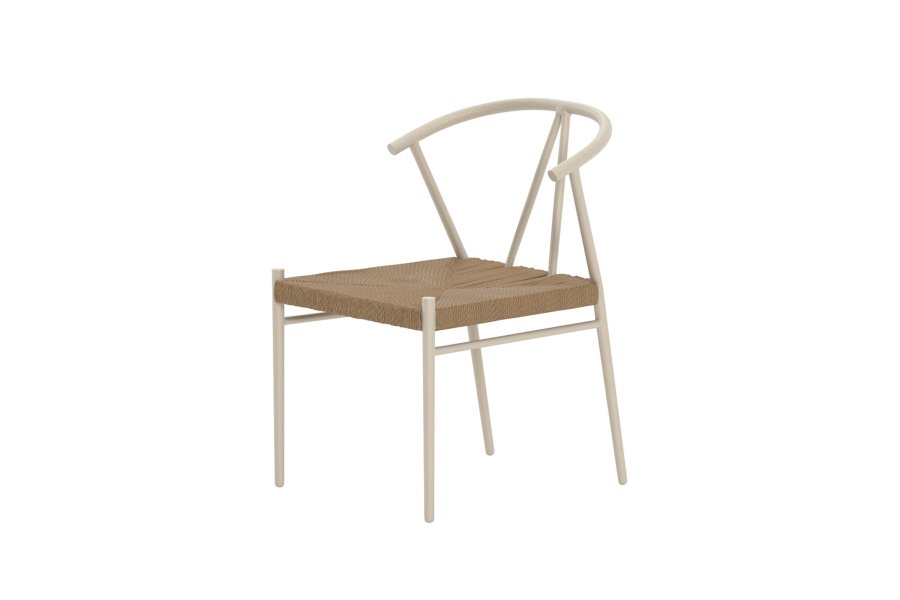 VENTURE HOME Alfons spisestuestol - Beige pulverlakkert / Naturlig rotting