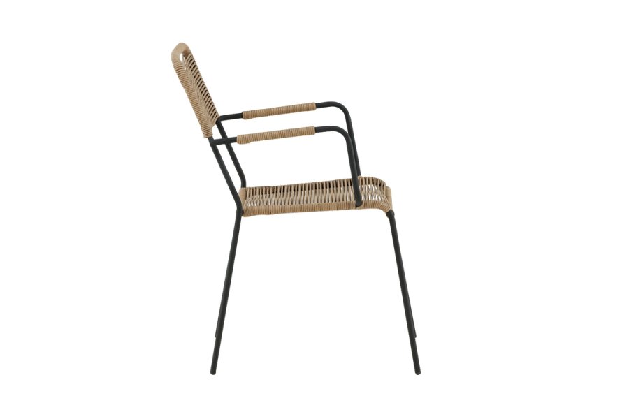 VENTURE HOME Lindos - Lenestol - Svart Alu / Latte Rope