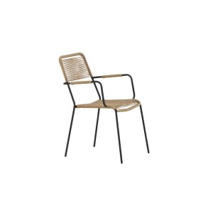 VENTURE HOME Lindos - Lenestol - Svart Alu / Latte Rope