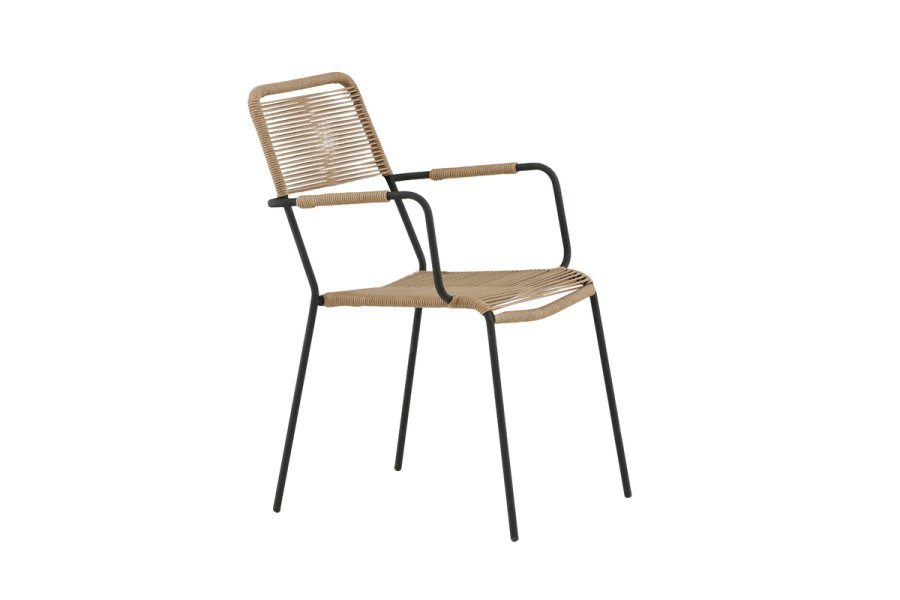 VENTURE HOME Lindos - Lenestol - Svart Alu / Latte Rope