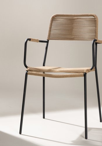 VENTURE HOME Lindos - Lenestol - Svart Alu / Latte Rope