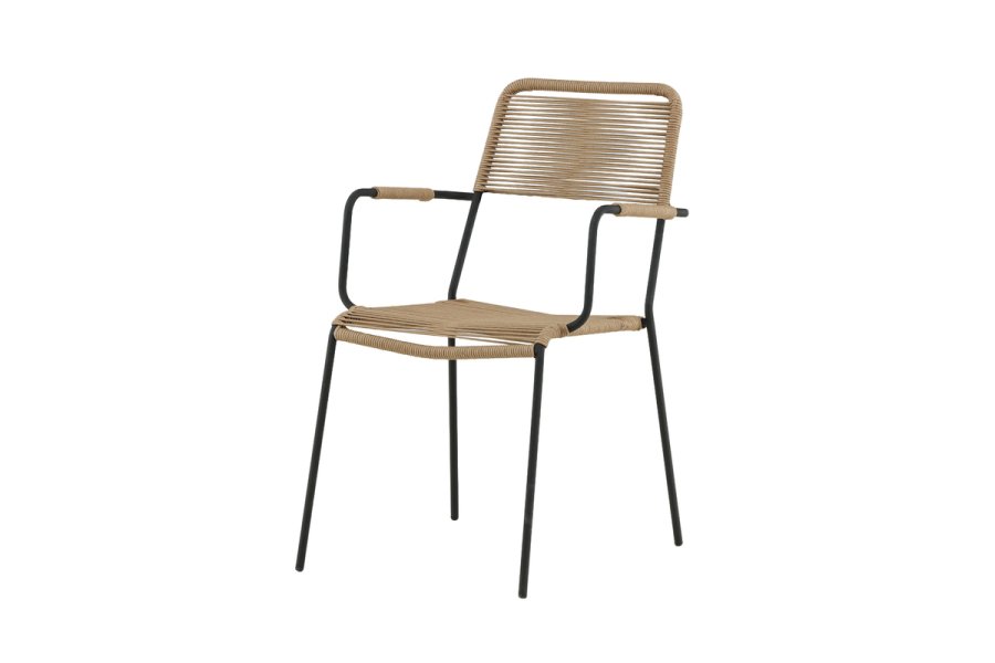 VENTURE HOME Lindos - Lenestol - Svart Alu / Latte Rope