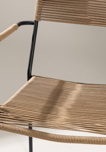 VENTURE HOME Lindos - Lenestol - Svart Alu / Latte Rope