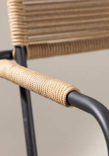 VENTURE HOME Lindos - Lenestol - Svart Alu / Latte Rope