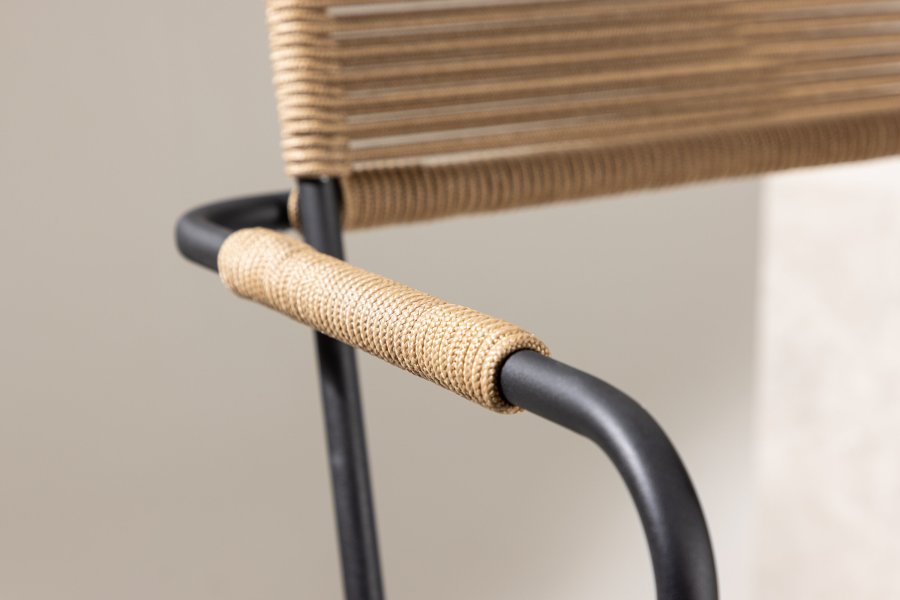 VENTURE HOME Lindos - Lenestol - Svart Alu / Latte Rope