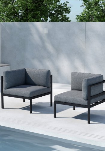 VENTURE HOME Copacabana hj�rneseksjon - svart aluminium / gr� pute