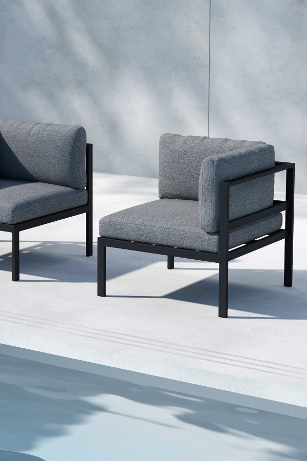 VENTURE HOME Copacabana hj�rneseksjon - svart aluminium / gr� pute