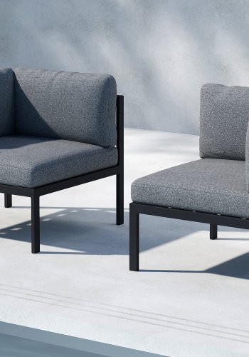 VENTURE HOME Copacabana hj�rneseksjon - svart aluminium / gr� pute