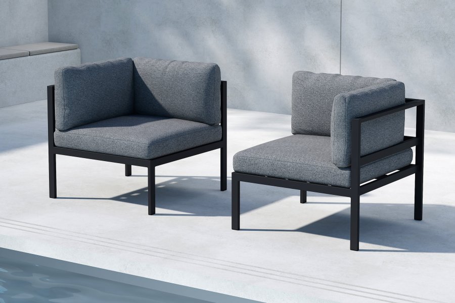 VENTURE HOME Copacabana hj�rneseksjon - svart aluminium / gr� pute